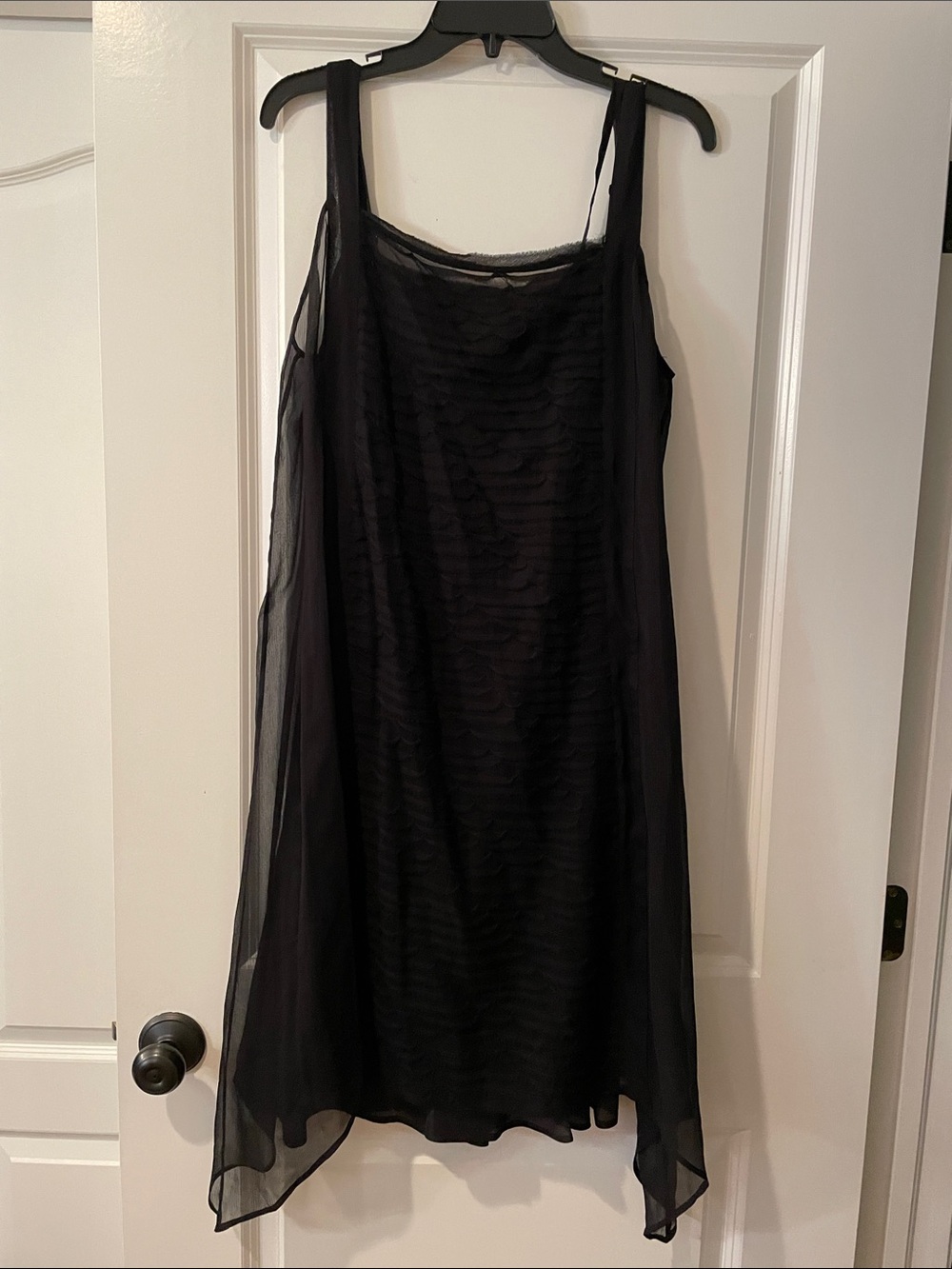 Sheer Black Layered Slip Dress 100% silk
